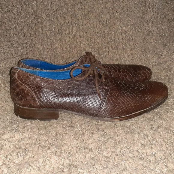JOHN FLUEVOG-The Headliners-Gable Faux-Python Snakeskin Leather Derby-Sz 9-VG main image 8